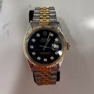 36mm Rolex Datejust black/diamond dial, Jubilee bracelet, steel and yellow gold